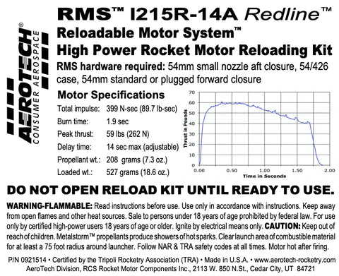 RMS 1215R-14A Redline 54/426 RELOAD KIT (1 PACK) - Part Number 0921514