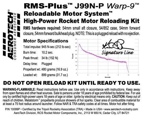 rms plus j99n-p Warp-9 54/852 RELOAD KIT (1 PACK) - part number 10099P