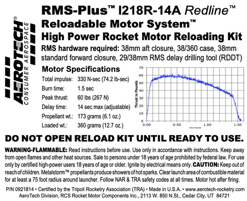 RMS-Plus I218R-14A Redline 38/360 Reload Kit (1 Pack) - mpn 0921814