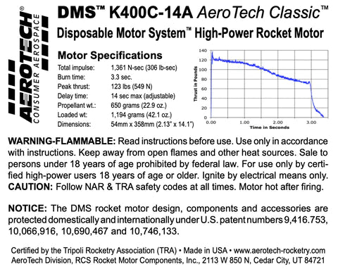 DMS  K400C-14A 54MM X 358MM SINGLE USE, 1-MOTOR KIT - Part # 114014