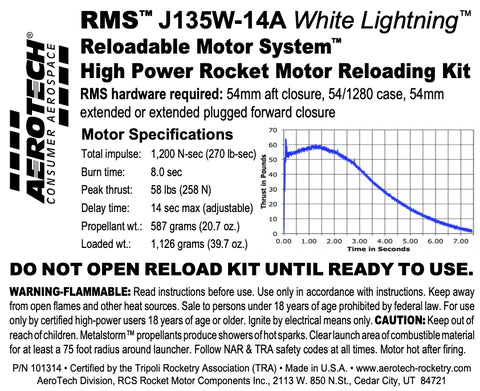 J135W-14A RMS-54/1280 RELOAD KIT (1 PACK) - part number 101314