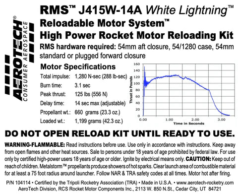 J415W-14A RMS-54/1280 RELOAD KIT (1 PACK) - part number  104114