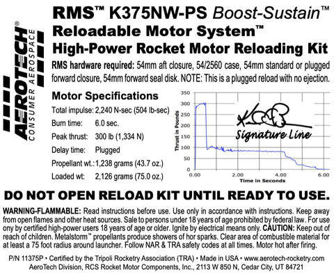 AEROTECH K375NW-PS RMS-54/2560 RELOAD KIT (1 PACK) - 11375P