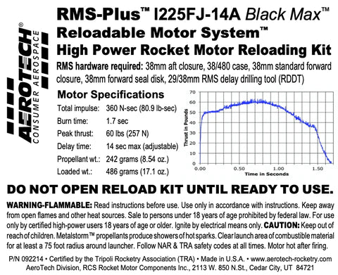 RMS Plus I225FJ-14A Black Max 38/480 RELOAD KIT (1 PACK) - Part Number 092214