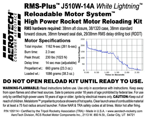 RMS Plus J510W- 14A White Lighting 38/1320 RELOAD KIT (1 PACK) -Part Number 105114