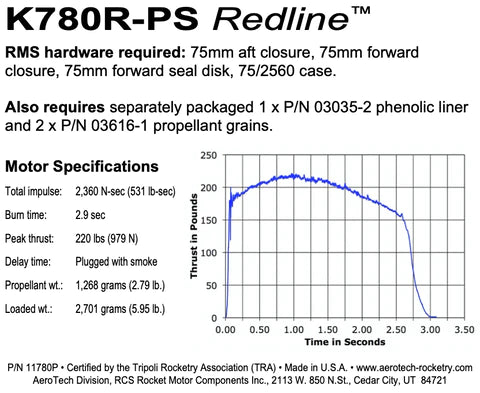 part number 11780p  k780r-ps redline 