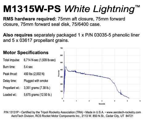 part number 13131p  m1315W-ps white lightning 