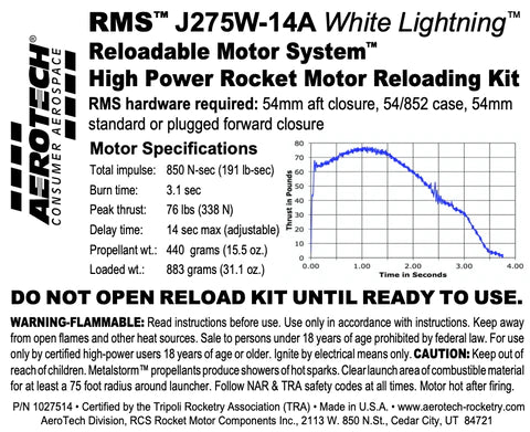 rms J275W-14A 54/852 RELOAD KIT (1 PACK) - part number 1027514