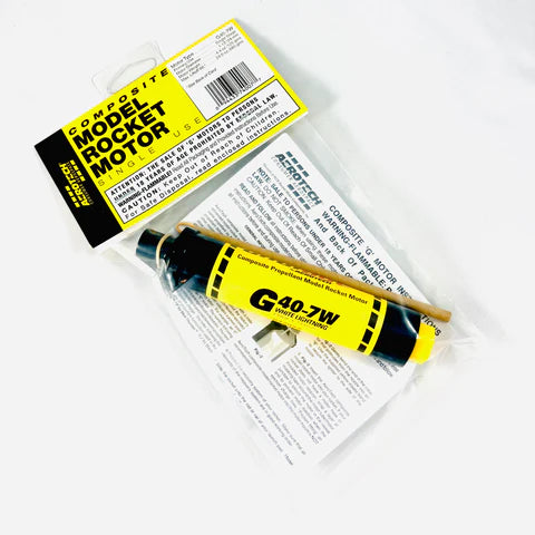 G40-7W 29mm x 124mm Single Use 1-Motor Pack MPN- 74007 
packaged rocket motor 