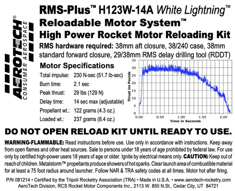 RMS-Plus H123W-14A White Lightning RMS-38/240 Reload Kit (1 Pack) Part Number 081214