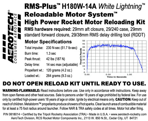 RMS-Plus H180W-14A White Lightning RMS-29/240 Reload Kit (1 Pack) MPN - 0818014