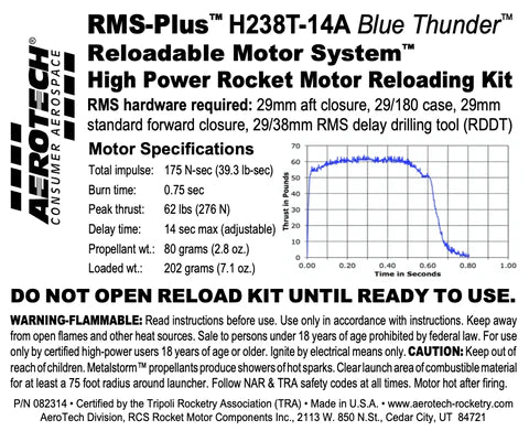 RMS-Plus H238T-14A Blue Thunder RMS-29/180 Reload Kit (1 Pack) MPN 082314