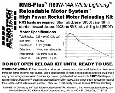 RMS-Plus I180W-14A White Lightning RMS-38/360 Reload Kit (1 Pack)- MPN 091814