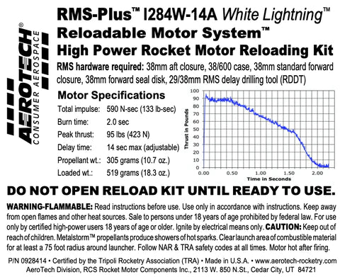 RMS-Plus I284W-14A White Lightning 38/600 Reload Kit (1 Pack) - P/N 0928414