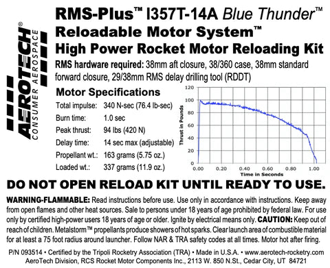 RMS-Plus I357T-14A Blue Thunder 38/360 Reload Kit (1 Pack) -Part Number - 093514