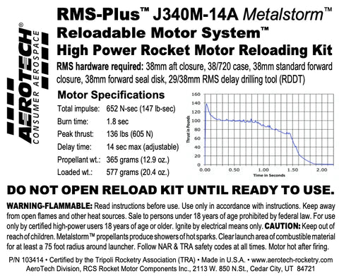 RMS-Plus J340M-14A Metalstorm 38/720 RELOAD KIT (1 PACK) -Part Number 103414