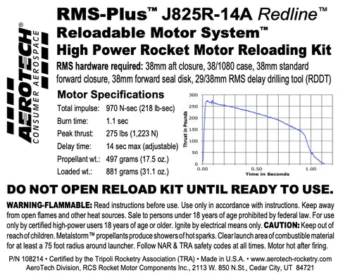 RMS-Plus J825R-14A Redline 38/1080 RELOAD KIT (1 PACK) - part number 108214